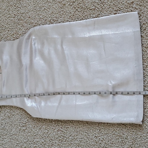 Forever 21 Sheath Shift Mini Dress Mod Retro Style Metallic Silver Cream - Picture 2 of 8